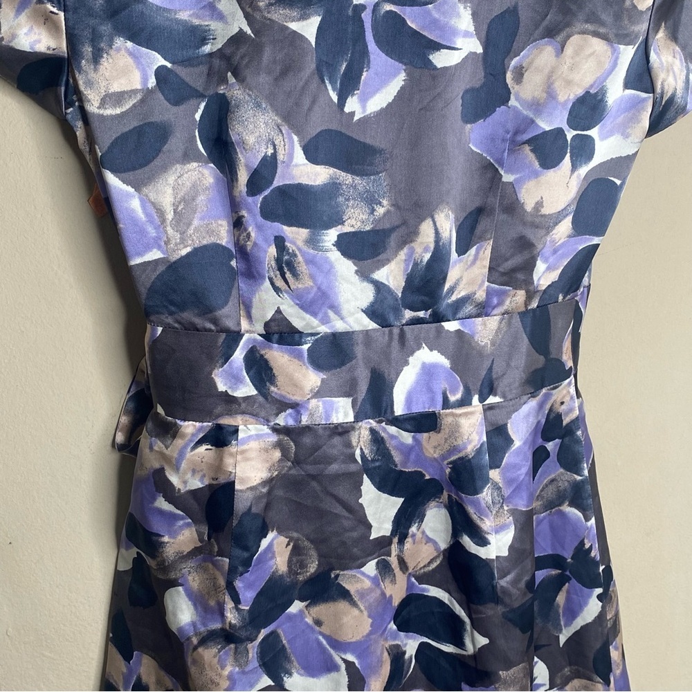 Banana Republic Short Sleeve Silk Dress Retro Pattern Size 0 Petite - Picture 15 of 16